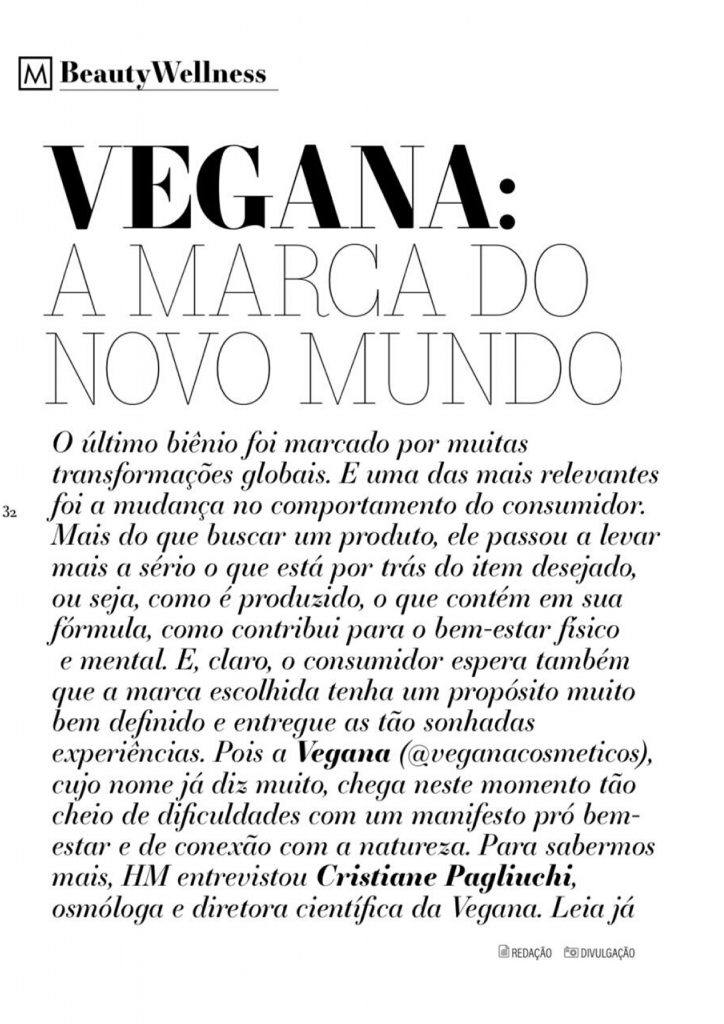 Vegana, "a marca do novo mundo" na revista HM