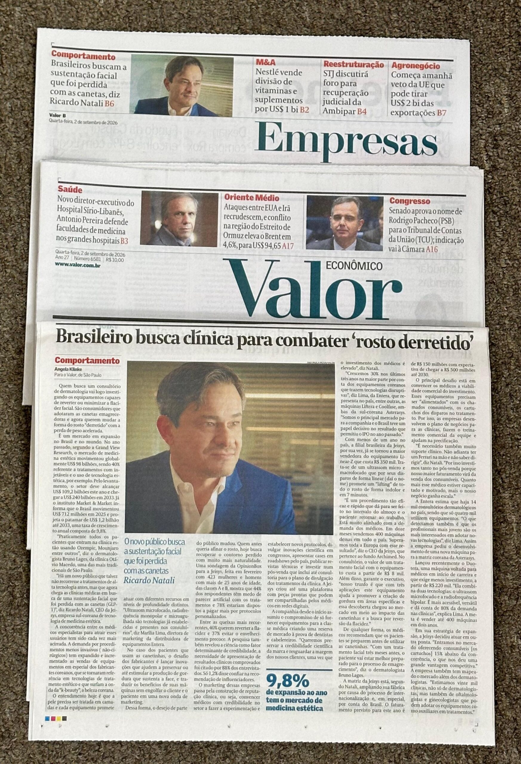A matéria da Jeisys Medical na íntegra está na edição impressa do Valor Econômico